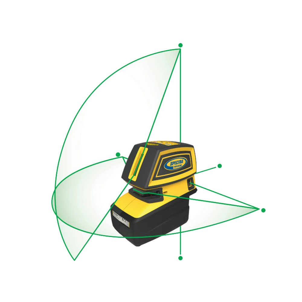 Spectra Precision lasers LT52G point and cross-line laser tool for interior alignment and layout work.